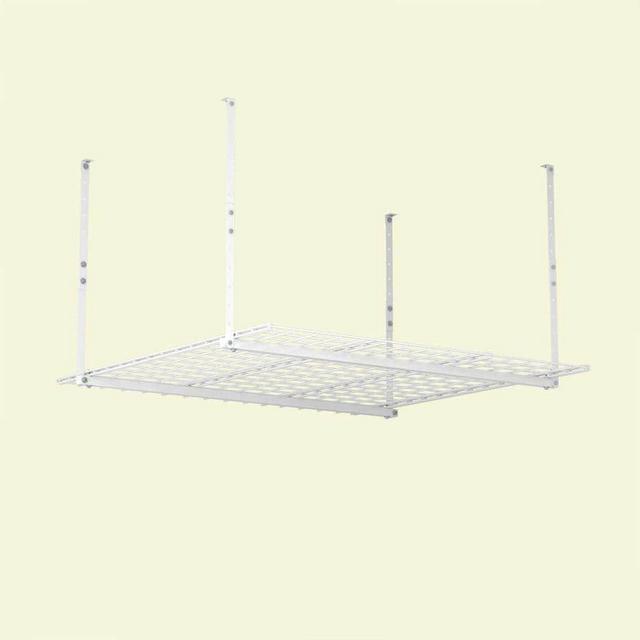 White Adjustable Metal Overhead Garage Storage Rack (45 in W x 45 in D)