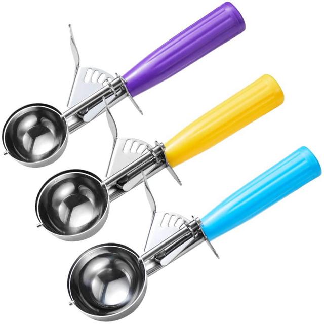 HOMURE H Portion Scoop Set, 3 PCS Cookie Scoops, Ice Cream Scoop, Dishers Scoops, Cupcake Scoop - #16 (2.7 oz), #20 (2 oz), #30 (1.25 oz)