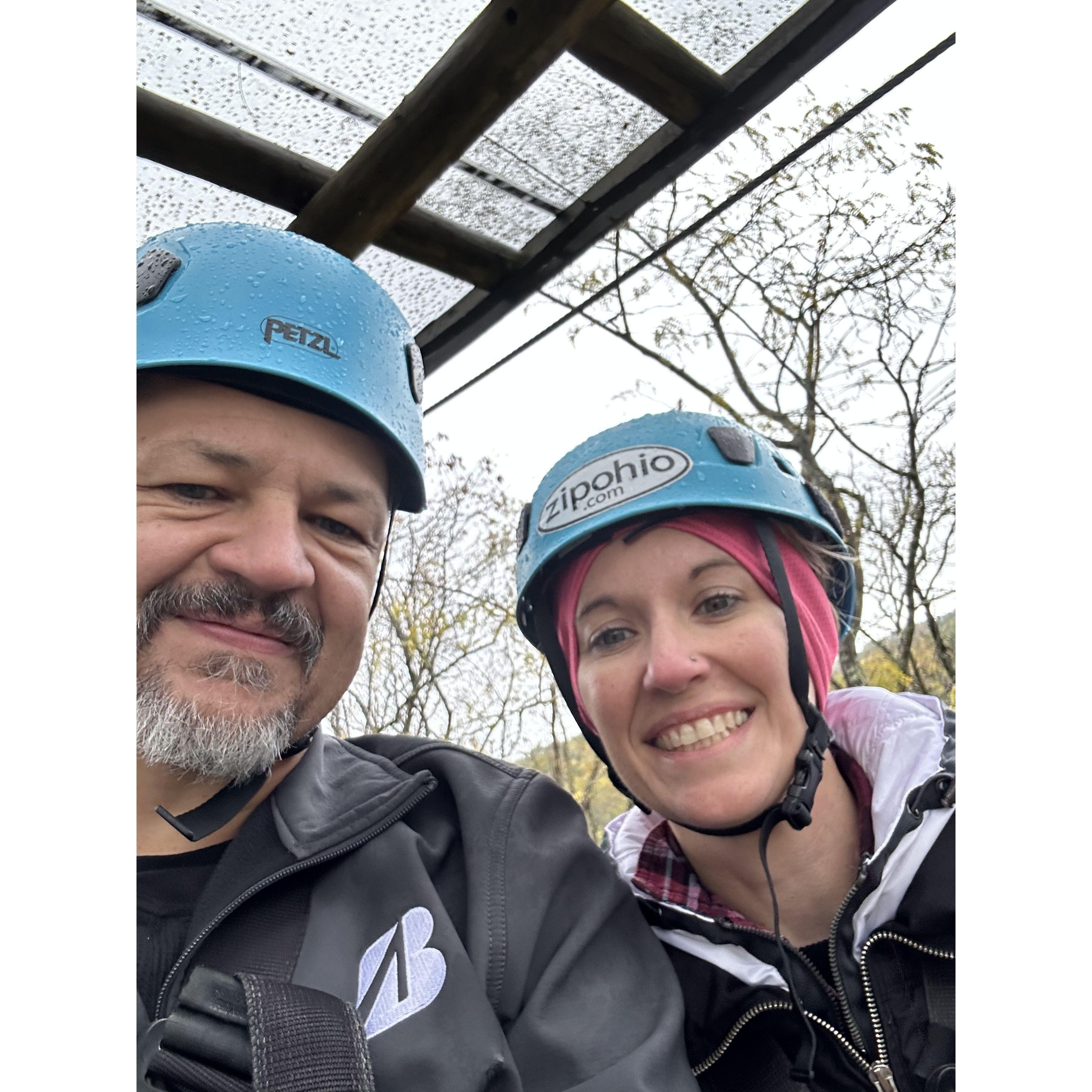 Zip lining in Hocking hills