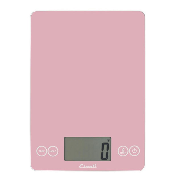 Escali Arti Glass Food Scale Digital Countertop Kitchen, Baking and Cooking Scale with Large Display, 15-Pound Capacity, 9" x 6.5" x .75", Classic Pink