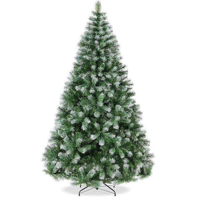 Best Choice Products Artificial Christmas Tree, 6ft Premium Unlit Pine Design, Dense Branches Realistic Holiday Décor​ w/Easy Assembly - Frosted Pine