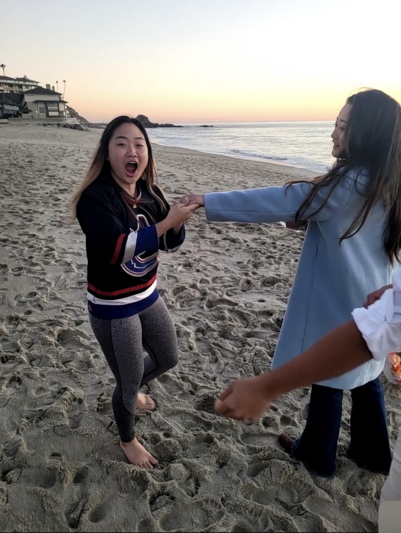 The maid of honor being shocked at the proposal she helped plan
