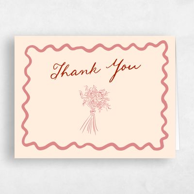 Buttercream, Beige Wedding Thank You - Cerise Landscape
