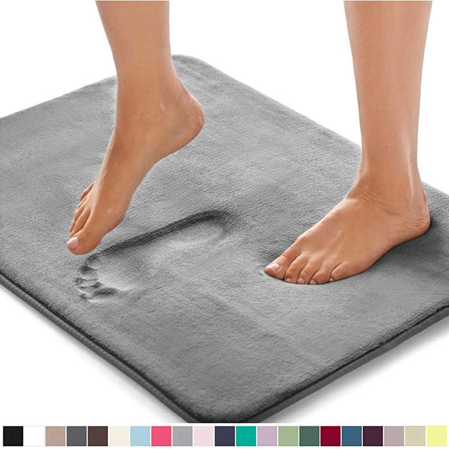 Gorilla Grip Original Thick Memory Foam Bath Rug, 42x24, Cushioned Soft Floor Mats, Absorbent Premium Bathroom Mat Rugs Rugs, Machine Washable, Luxury Plush Comfortable Carpet for Bath Room, Graphite