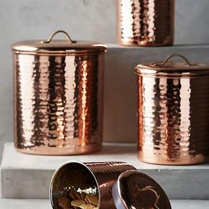 Copper-Plated Canisters, Set of 4