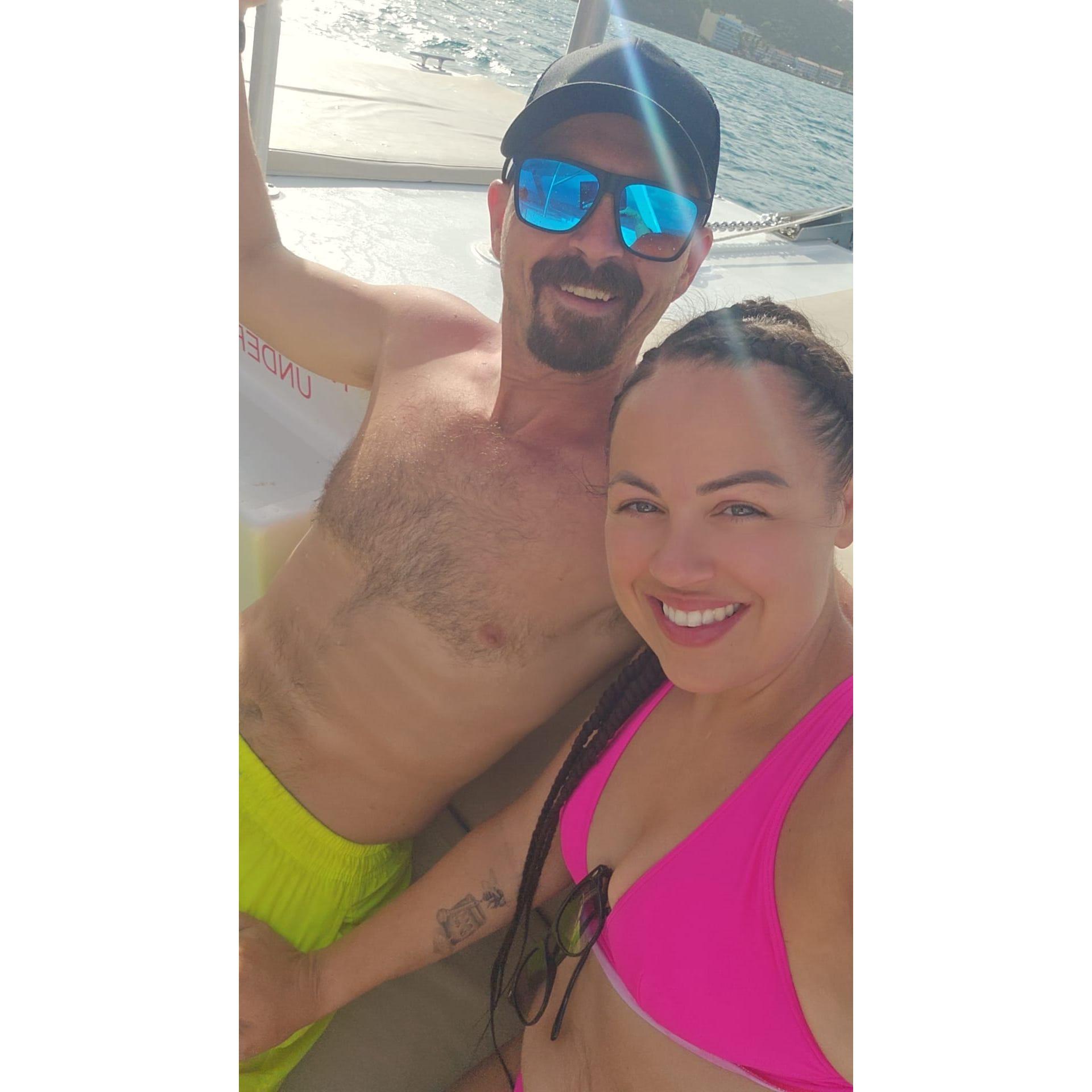 on a boat in Puerto Rico