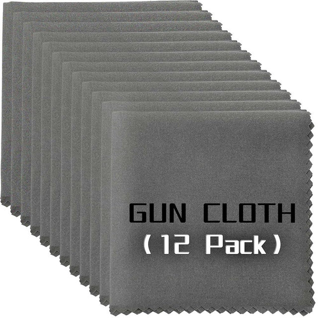12 Pack Microfiber Gun Cleaning Cloth, 12"x12" Lint Free Gun Cleaning Rags, Reusable Microsuede Cleaning/Polishing Wipes Towels for Firearms, Knives and Scopes (Gray)