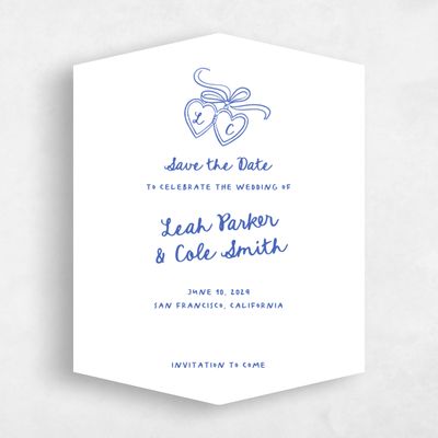 Blue Diamond Wedding Save the Date - Gilda Portrait