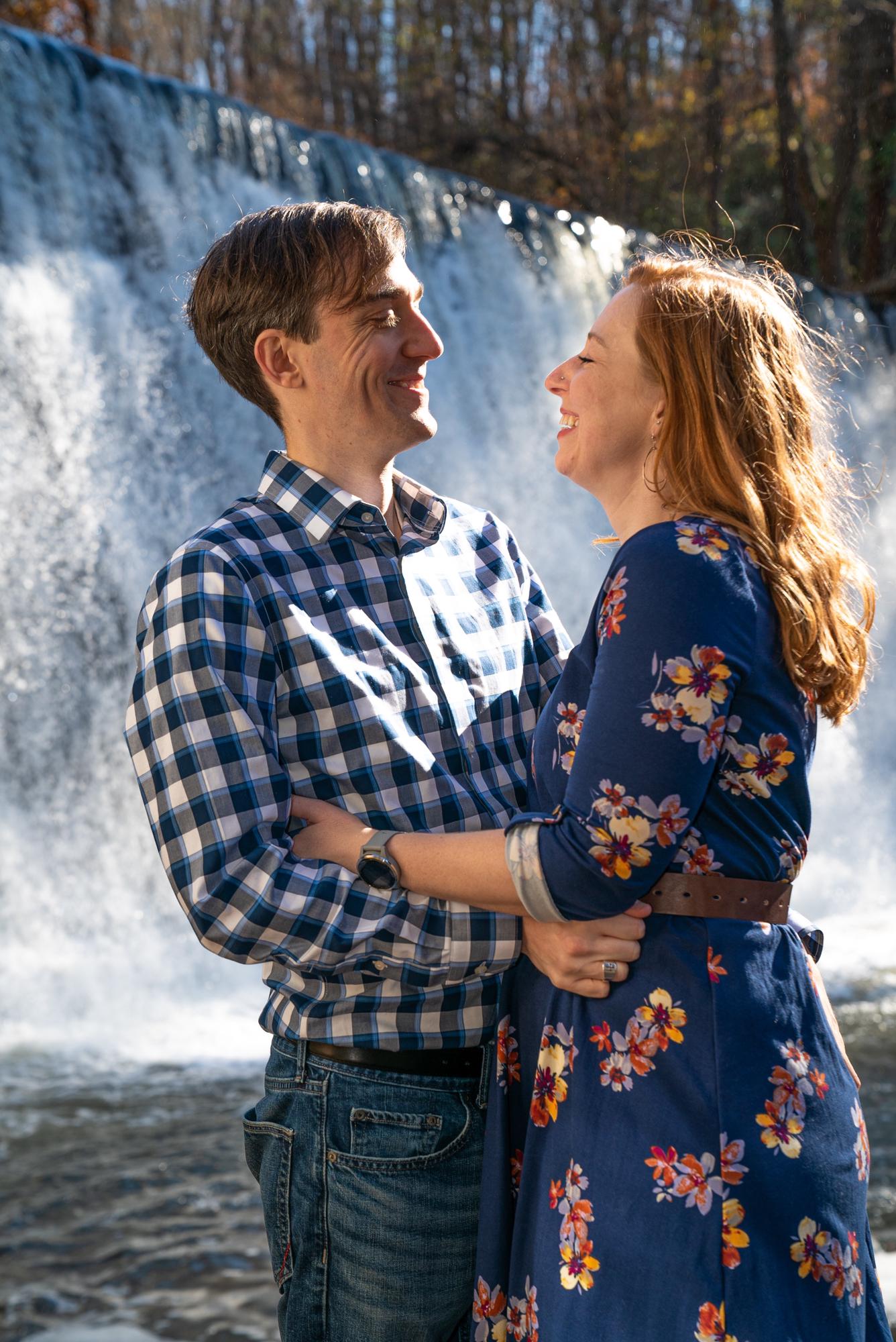 Alex really wanted to get married next to a waterfall. I managed to find a venue with a small one, but it wasn't right for us. So I appeased him by shooting our engagement pics at one in Roswell.