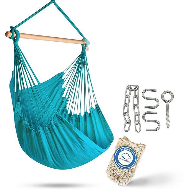 XXL Hammock Chair Swing by Hammock Sky - for Patio, Porch, Bedroom, Backyard, Indoor or Outdoor - Includes Hanging Hardware and Drink Holder (Limpet Shell)
