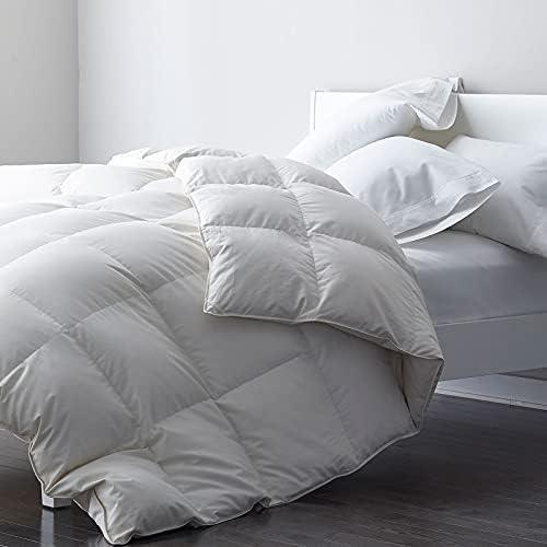 DWR Premium Feather Down Comforter Duvet Insert - 100% Skin-Friendly Cotton, Medium Weight Quilted for All Season Bedding (Oversized King 120x98, Ivory White)