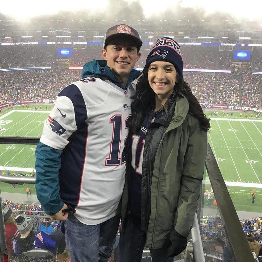 Bundled up and cheering for the Pats!