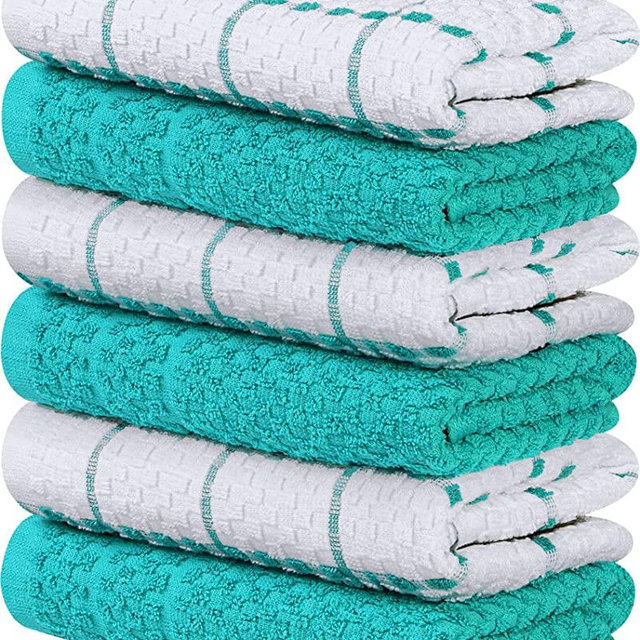 Utopia Towels Kitchen Towels [6 Pack], 15 x 25 Inches, 100% Ring Spun Cotton Super Soft and Absorbent Dish Towels, Tea Towels and Bar Towels (Aqua)