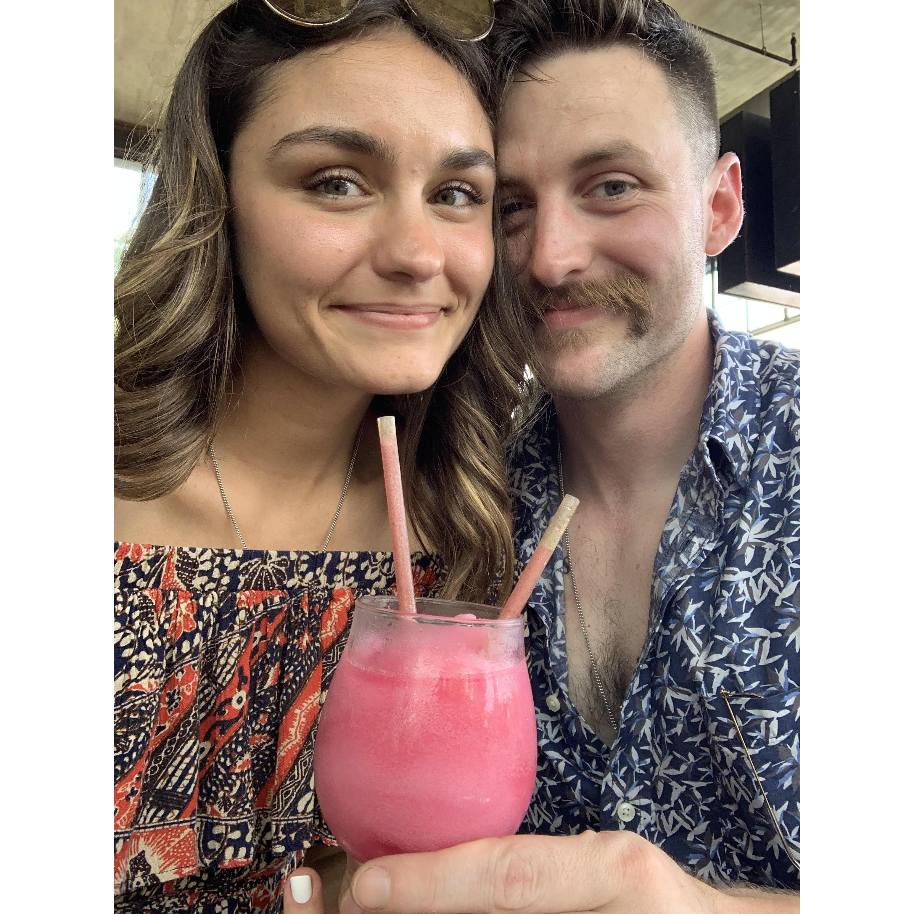 Our third date - Garrett got a free pink drink!