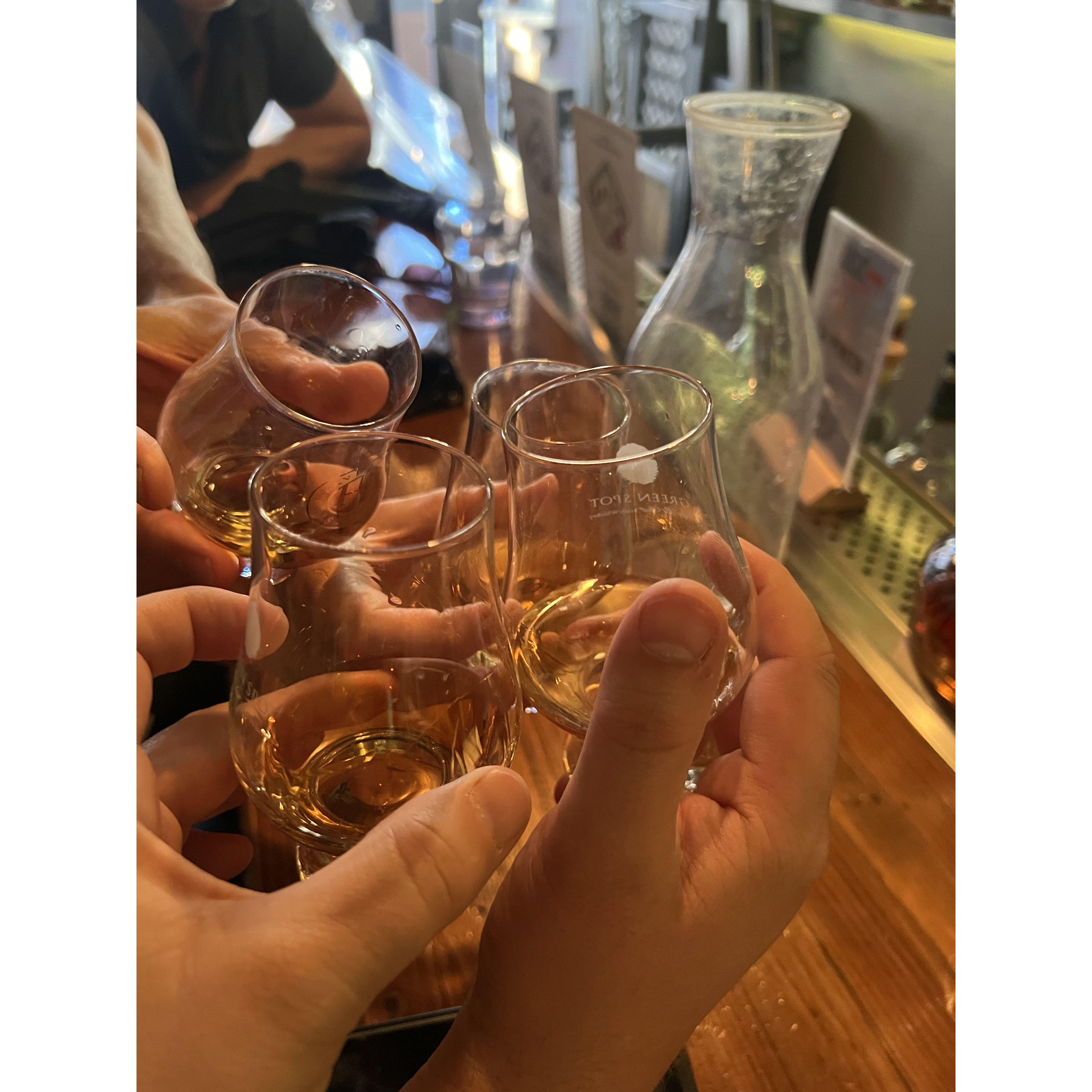 Cheers to whiskey tasting for the wedding!