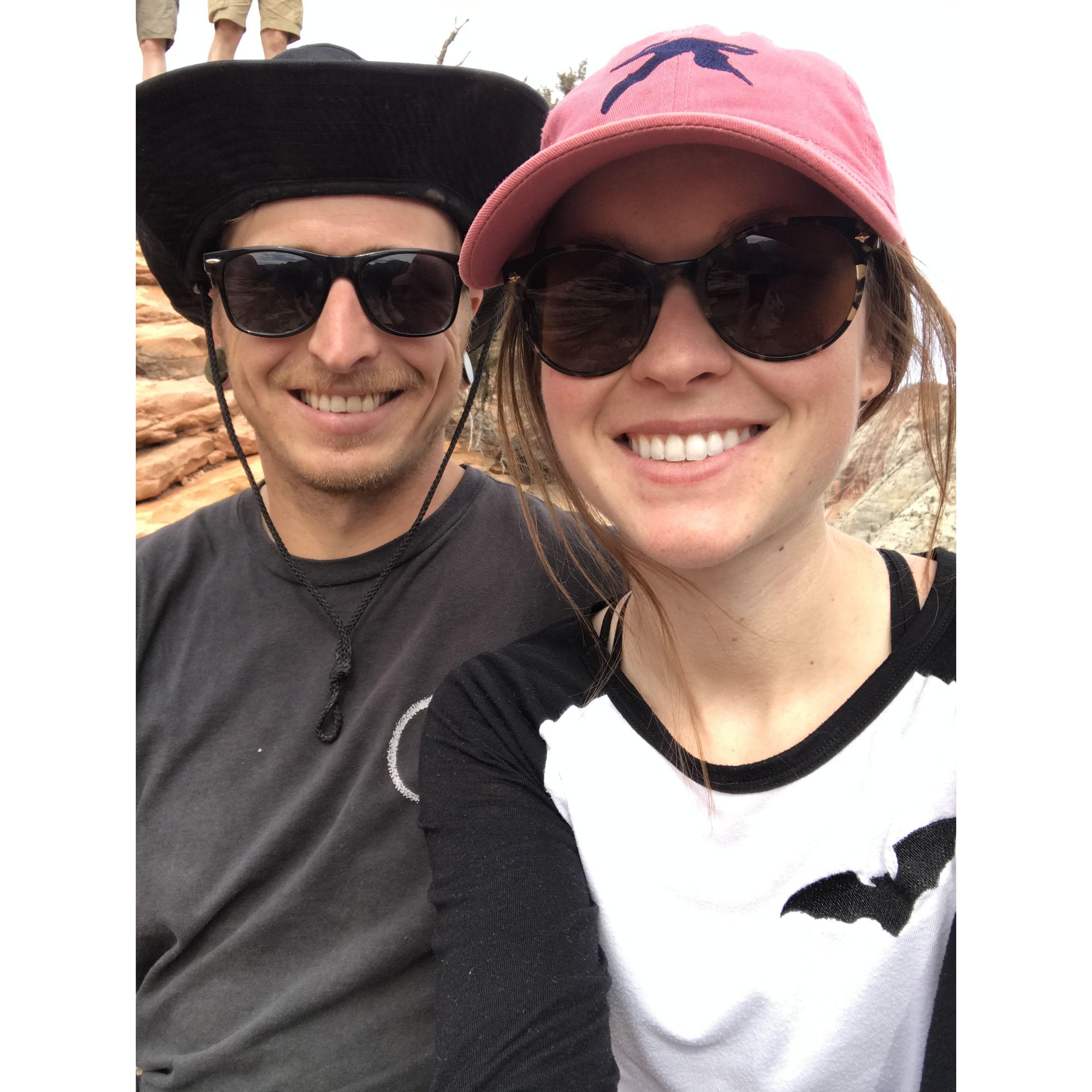 Our first anniversary. In Zion National Park at Angel's Landing