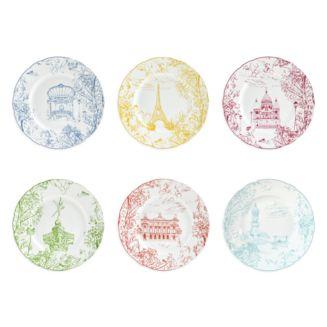 Tout Paris Assorted Salad Plates, Set of 6 Bernardaud