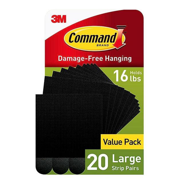 Command Large Picture Hanging Strips, Damage Free Hanging Picture Hangers, No Tools Wall Hanging Strips for Living Spaces, 20 Black Adhesive Strip Pairs(40 Command Strips)