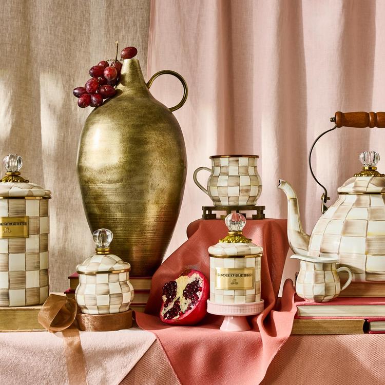 MacKenzie-Childs, Mocha Check Enamel Creamer | Zola