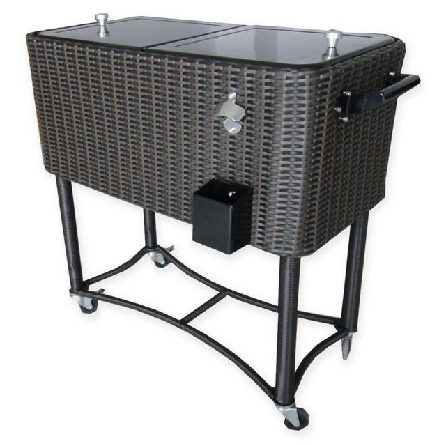 Permasteel Wicker 80-Quart Patio Cooler in Black/Brown