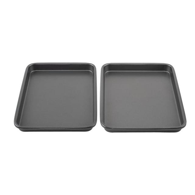 GoodCook Everyday Set of 2 Nonstick Steel 9" x 6.2" Toaster Oven Mini Baking Sheets, Gray