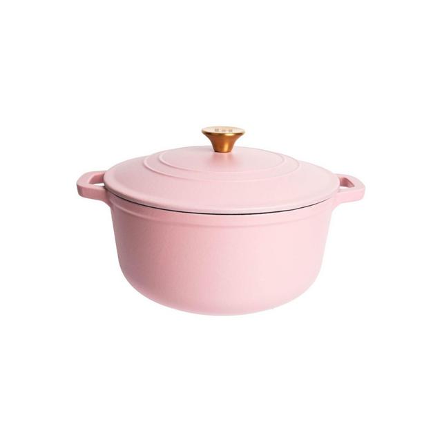 Lexi Home Enameled 6 Qt. Cast Iron Dutch Oven - Pink Matte