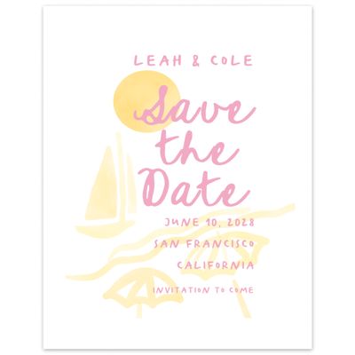 White Wedding Digital Save the Date - Spiaggia Portrait