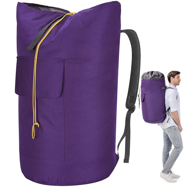 College Laundry Bag Extra Large Heavy Duty, Purple 115L Laundry Backpack Bag, Dorm Laundry Bag with Straps, Large Laundry Bags, Clothes Hamper Bag for College, Travel, Camp, Apartment, Laundromat