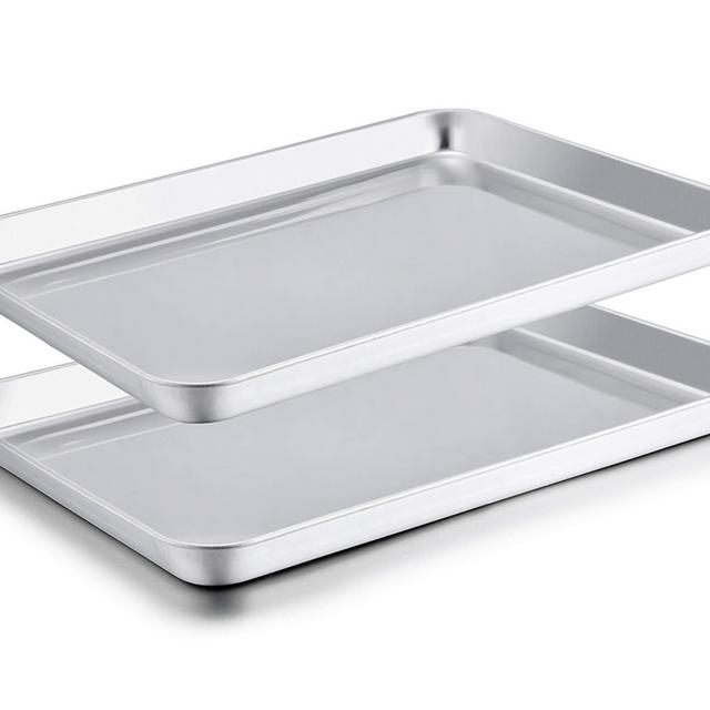 TeamFar Baking Sheet Set of 2, Baking Pans Tray Cookie Sheet Stainless Steel, Non Toxic Healthy, Mirror Finish Rust Free, Easy Clean Dishwasher Safe