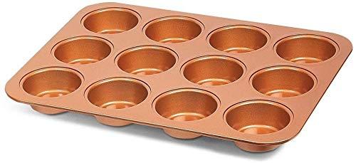 Non Stick Ceramic Coated Copper Muffin Pan 12 Cups Professional Healthy cupcake pans Even Baking, Dishwasher and Oven Safe