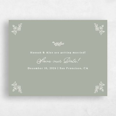 Green Floral Wedding Save the Date - Leda Landscape