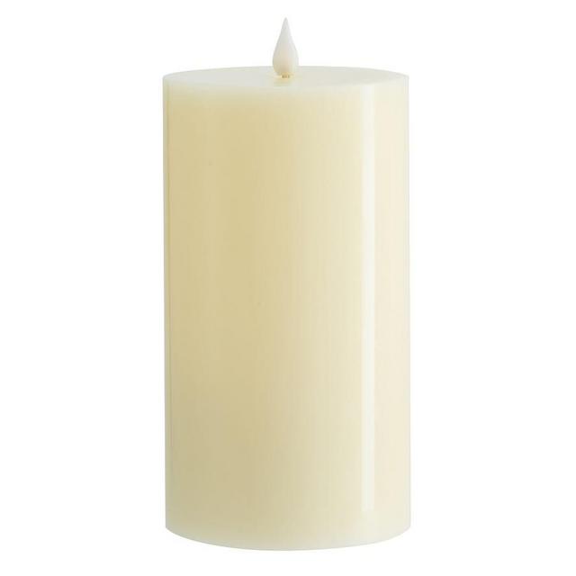 Classic Flickering Flameless Wax Pillar Candle, Ivory, 4 x 7.75