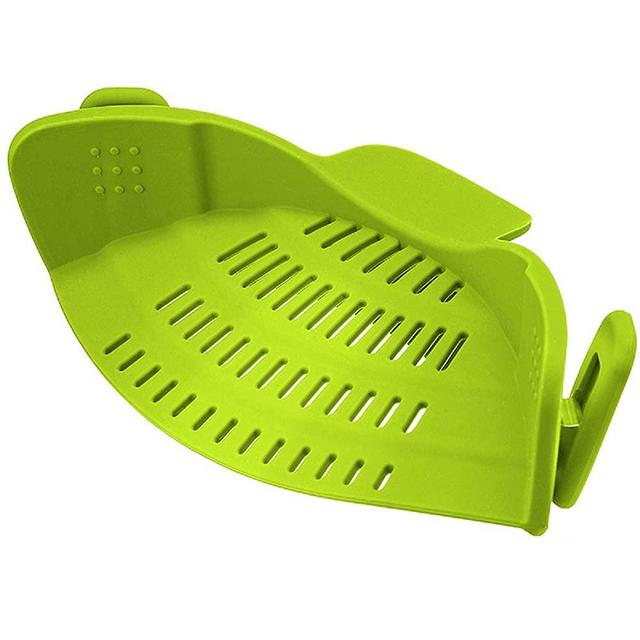 Silicone Snap N Strain Strainer for Spaghetti, Pasta, Ground Beef Grease, Colander & Sieve Snaps on Bowls, Pots and Pans | Heat Resistant Drainer Filter (Green)