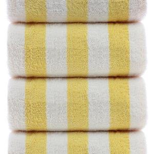 Large Turkish Beach Towel, Pool Towel with Cabana Stripe, Eco Friendly, 100% Turkish Cotton (30x60 inches) by Turkuoise Towel (4, Yellow)