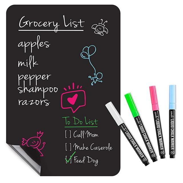 Cinch Magnetic Black Dry Erase Board for Fridge: with Bright Neon