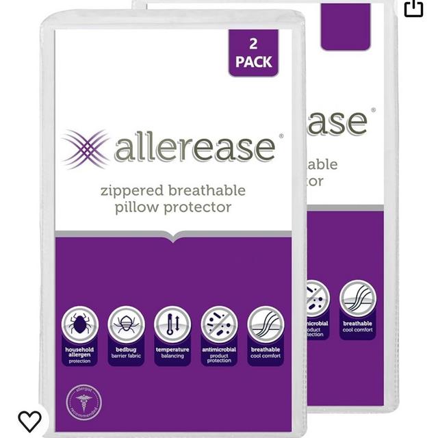 Set of 2 King AllerEase Pillow Protectors - Temperature Balancing, Allergist Recommended - Premium Breathable, Zippered Protectors