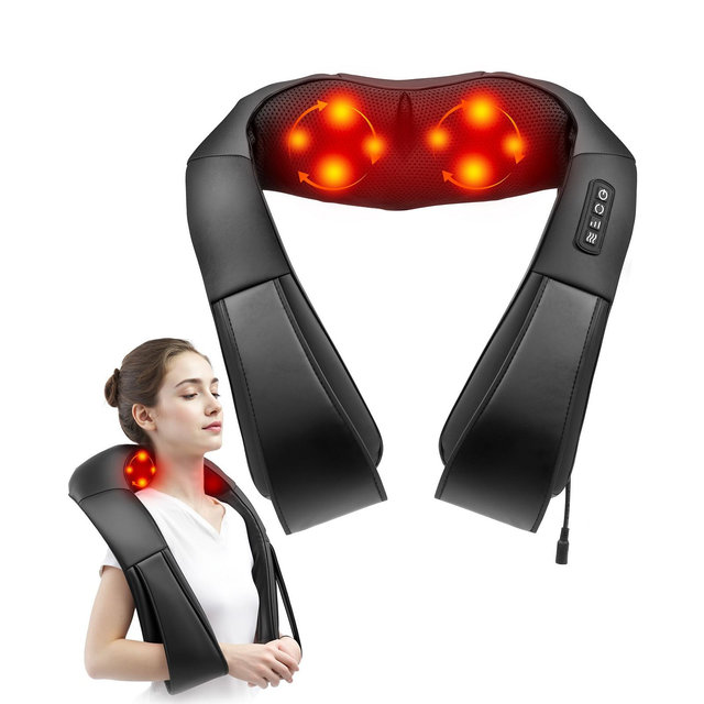 Shiatsu Neck and Shoulder Massager with Heat, 8 Kneading Nodes