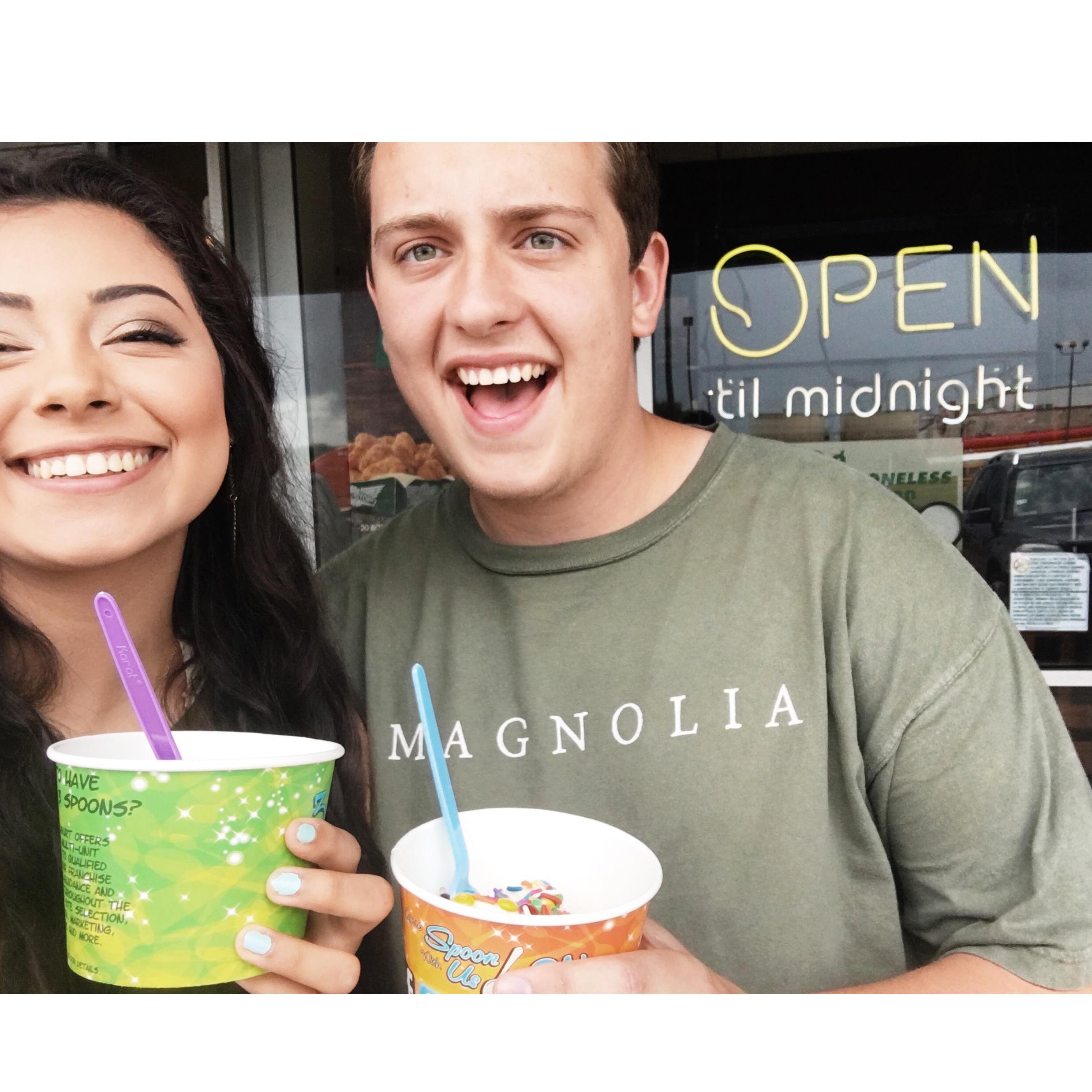 Just stopped by our favorite frozen yogurt shop!