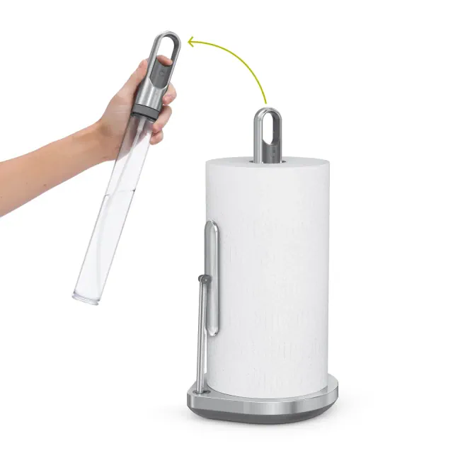 simplehuman Standing Paper Towel Holder with Spray Pump, Brushed Stainless Steel
