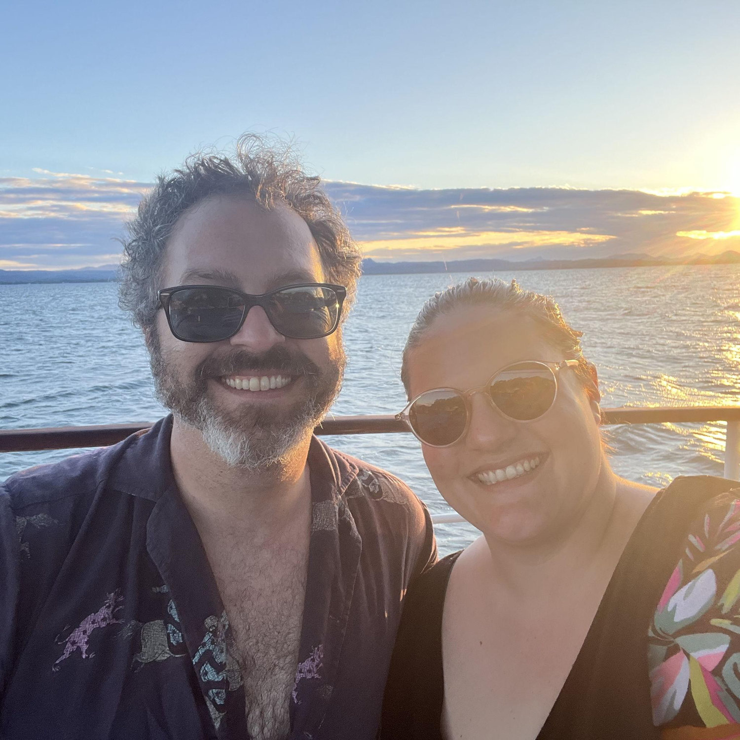 On the boat ride back from the island where John proposed