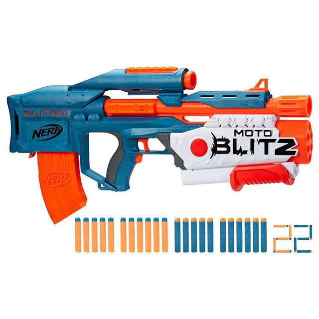 NERF Elite 2.0 Motoblitz Blaster with Scope, Motorized 10-Dart Blasting, Airblitz 6 Darts, 22 Darts, Outdoor Toys for 8 Year Old Boys & Girls