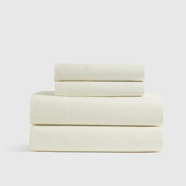 Organic Crisp Percale Sheet Set - Ivory, Queen
