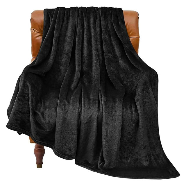 BEDELITE Fleece Blanket Black Throw Blanket for Couch & Bed, Luxury Plush Cozy Fuzzy Blanket 50" x 70", Super Soft Warm Lightweight Fall Throw Blanket for Travel Camping
