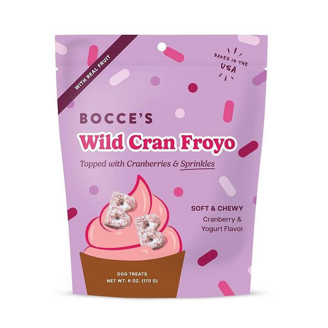 Bocce's Bakery Wild Cran Froyo Dog Treats – All-Natural, Wheat-Free Soft & Chewy Cookies Made with Real Ingredients – Baked in The USA and Topped with Cranberries & Sprinkles, 6oz