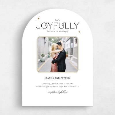 White Arch Wedding Invitation - Jelani Photo