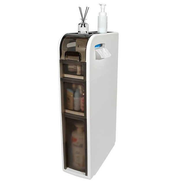 BAISRGS 3-Tier Bathroom Floor Cabinet, Narrow Bathroom Storage Cabinet, Mobile and No Installation Required, Perfect for Small Space Laundry Rooms, Toilet Areas, and Living Room Gaps