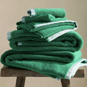 The Sloane Stripe Trim Soft Cotton Towel Collection - Green