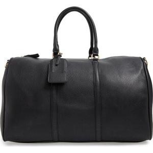'Lacie' Faux Leather Duffel Bag - BLACK/COGNAC