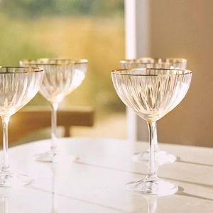 Waterfall Coupe Glasses in Honey, Set of 4