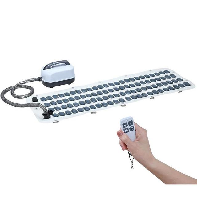 SHUIMEIYAN Portable Spa Bubble Bath Massager - Spa Waterproof Anti-Slip Mat, Electric Bathtub Bubble Massage Mat, Electric Air Pump and Adjustable Bubble Settings - Includes Remote Control(White-spa)